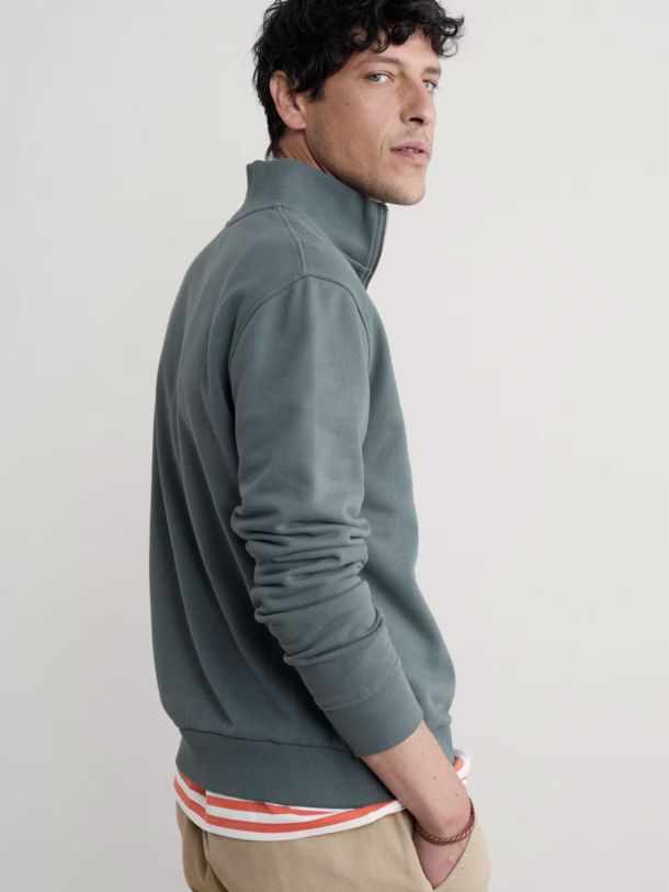 Wood Moss Quarter Zip Sweatshirt