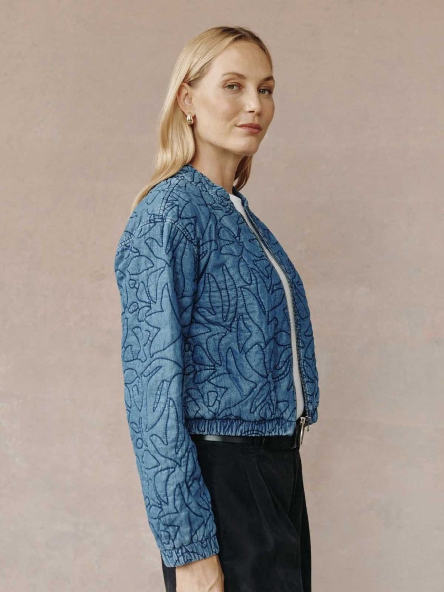 Cropped Zip Jacket Indigo Lagoon Wash