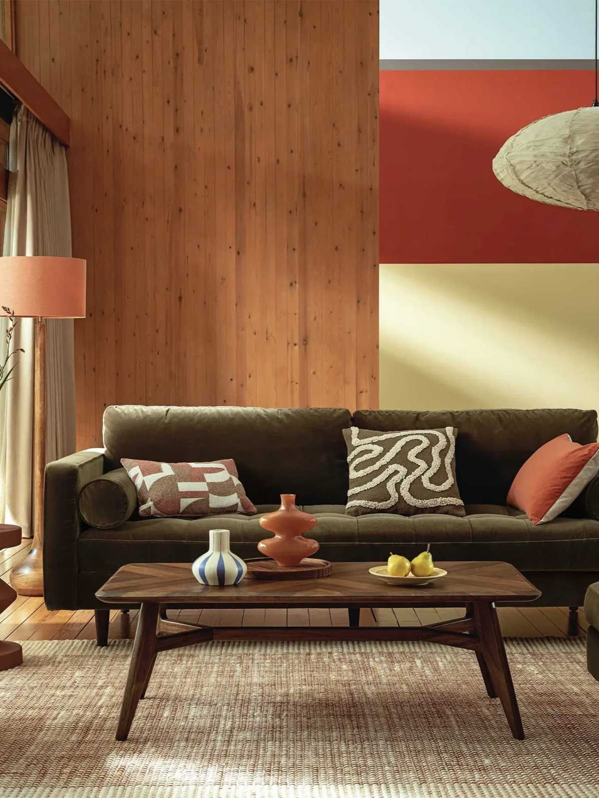 Chevron Brown Wood Rectangular Coffee Table