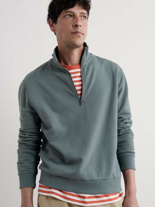 Wood Moss Quarter Zip Sweatshirt