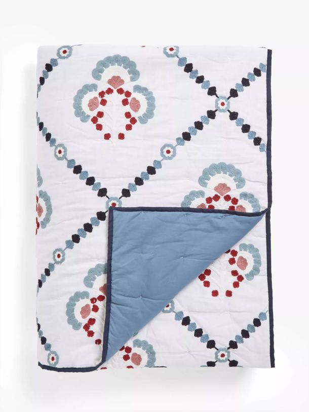 Trellis Embroidery Quilted Bedspread