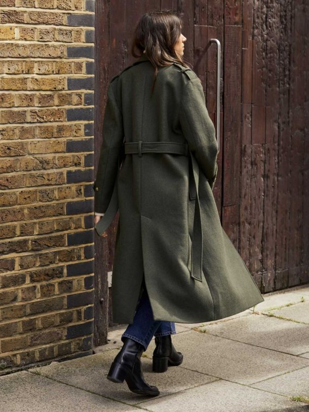 Ingrid Belted Wool Trench Coat