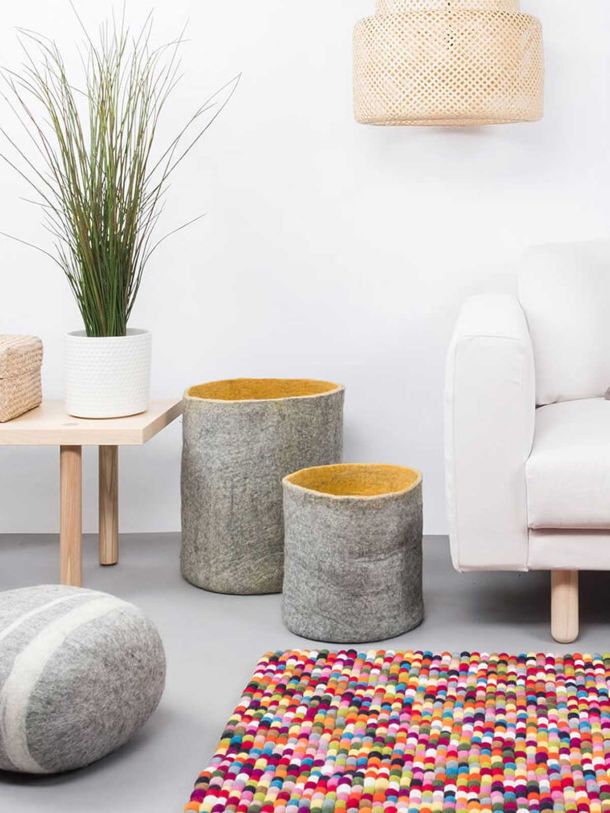 Lotte Square Felt Ball Rug