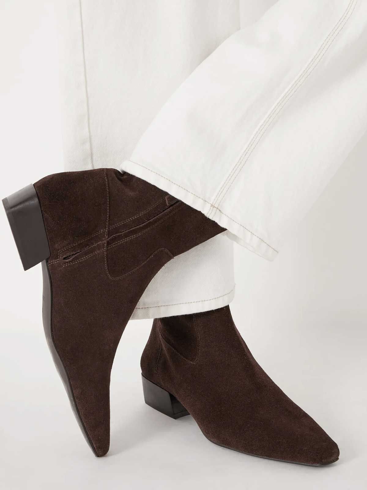 Suede Square-Toe Boots