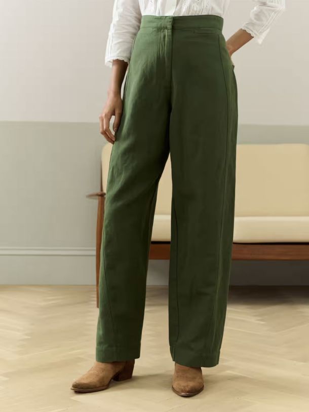 Cotton Linen High Waisted Trousers