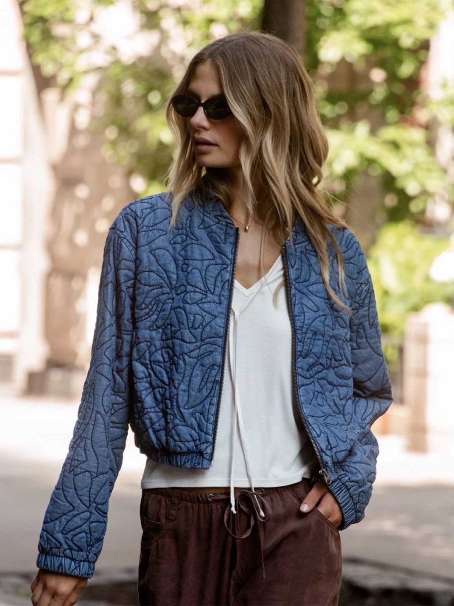 Cropped Zip Jacket Indigo Lagoon Wash
