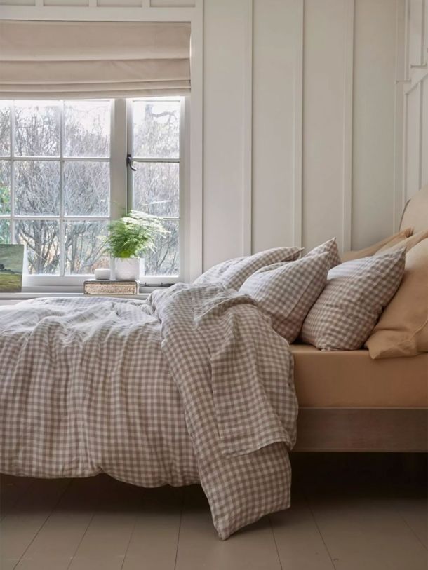 Gingham Linen Double Duvet Cover