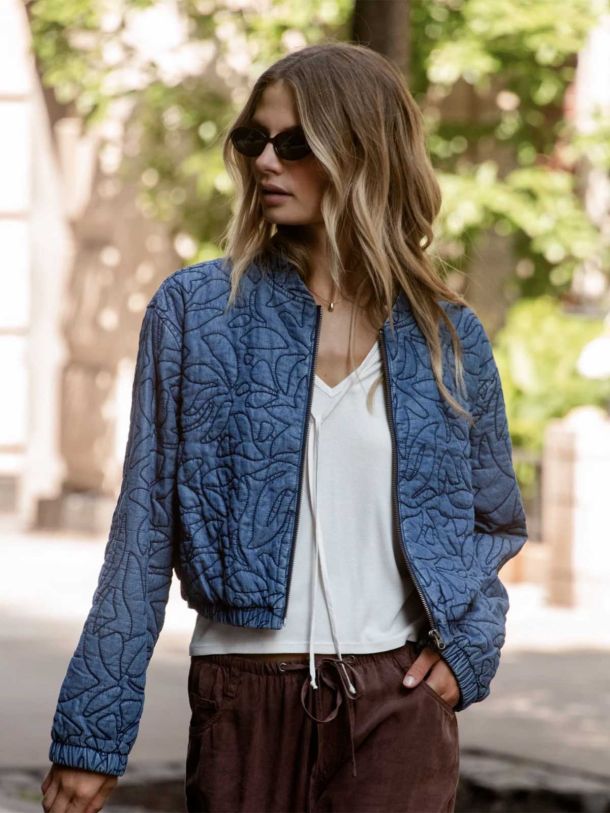 Cropped Zip Jacket Indigo Lagoon Wash