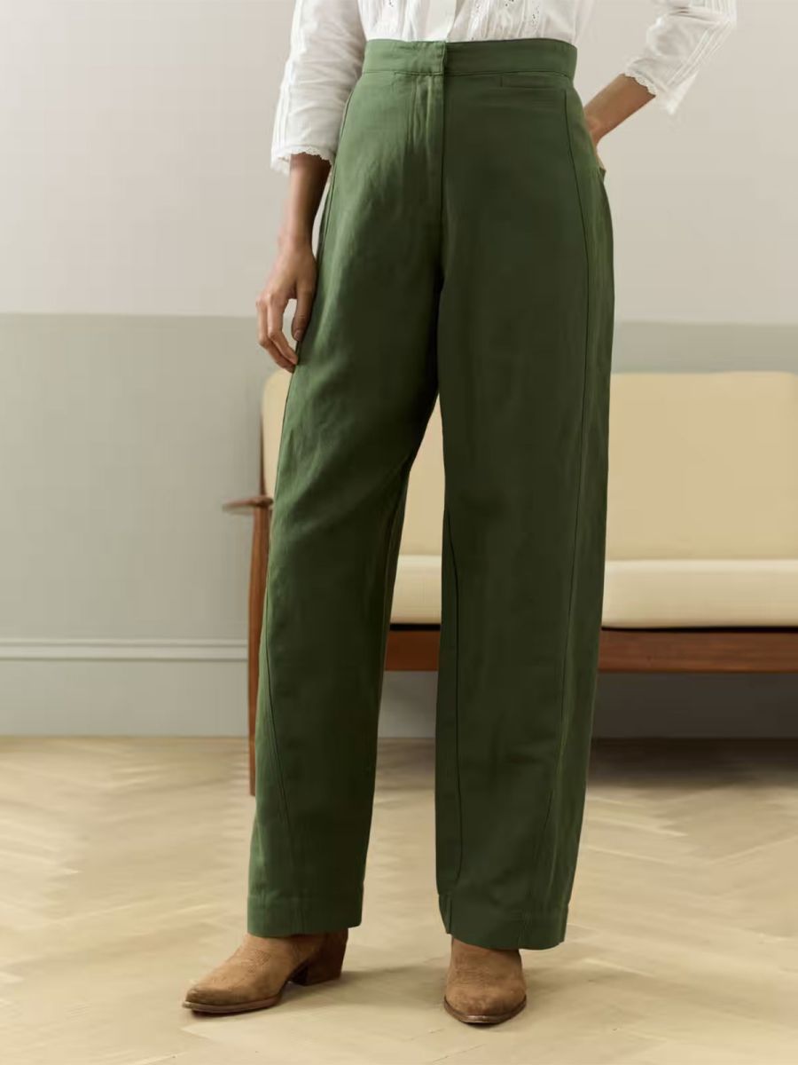 Cotton Linen High Waisted Trousers