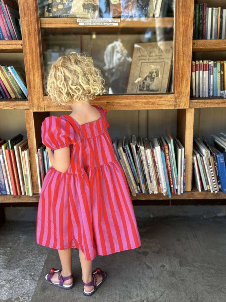 Circus Stripe Puff Sleeve Dress