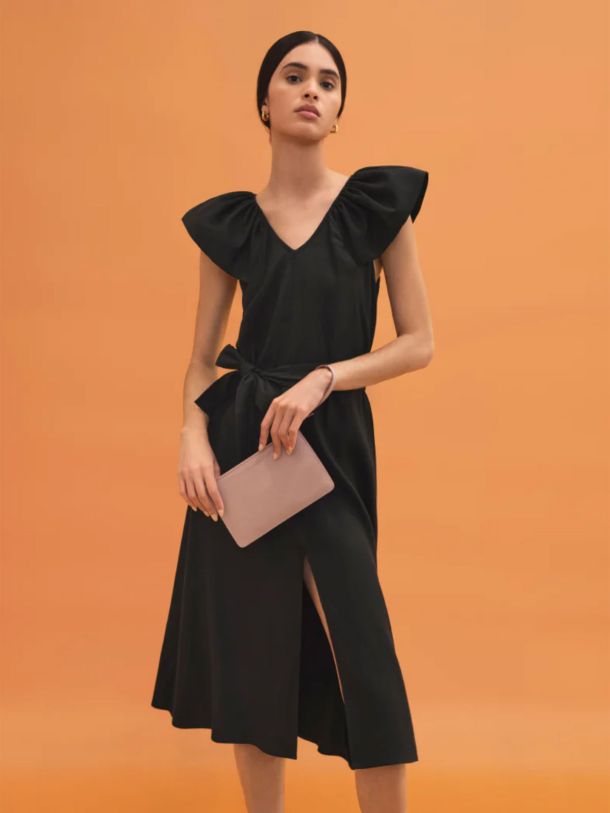 Linen Flutter Sleeve Dress