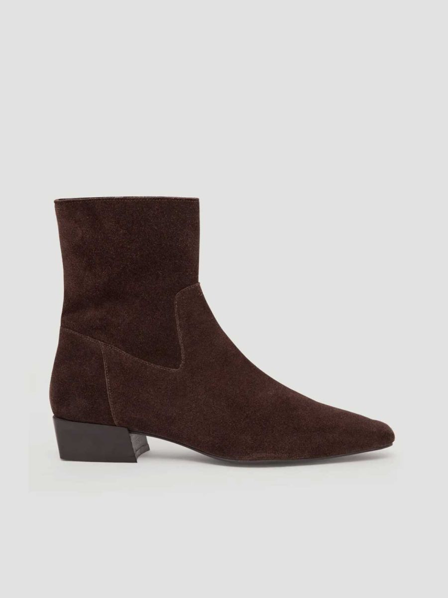 Suede Square-Toe Boots