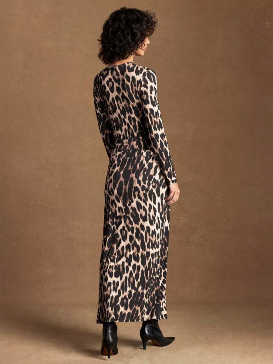 Leopard Print Ruched Maxi Dress by Ro&Zo