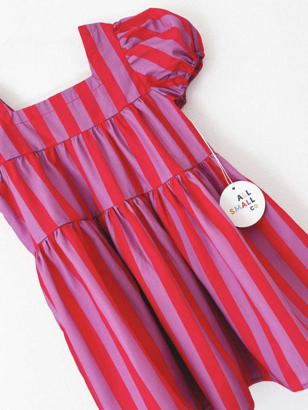 Circus Stripe Puff Sleeve Dress