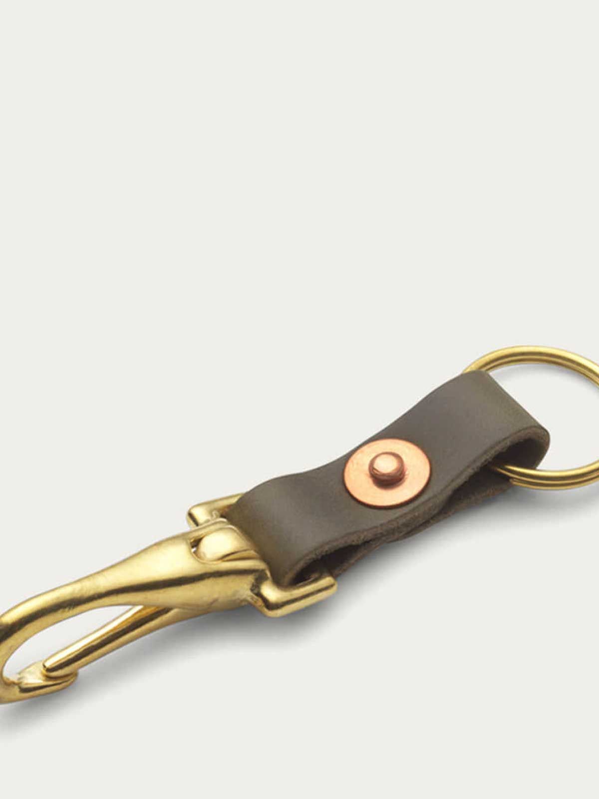 Olive Leather Key Clip