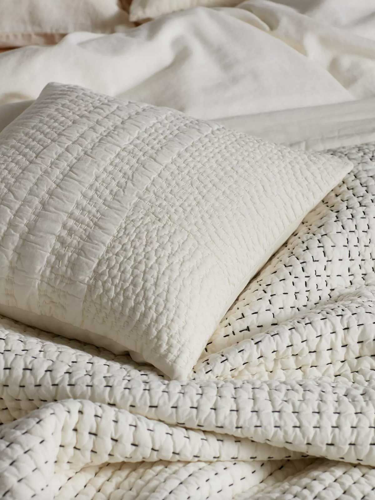 Mother of Pearl Organic Cotton Stitched Cushion
