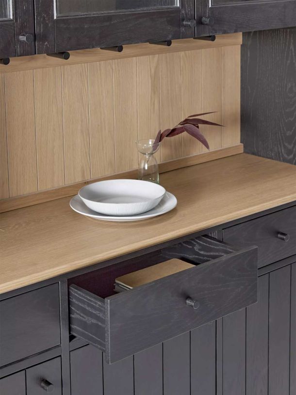 Stanton 3 Door Glazed Dresser, Black/Natural