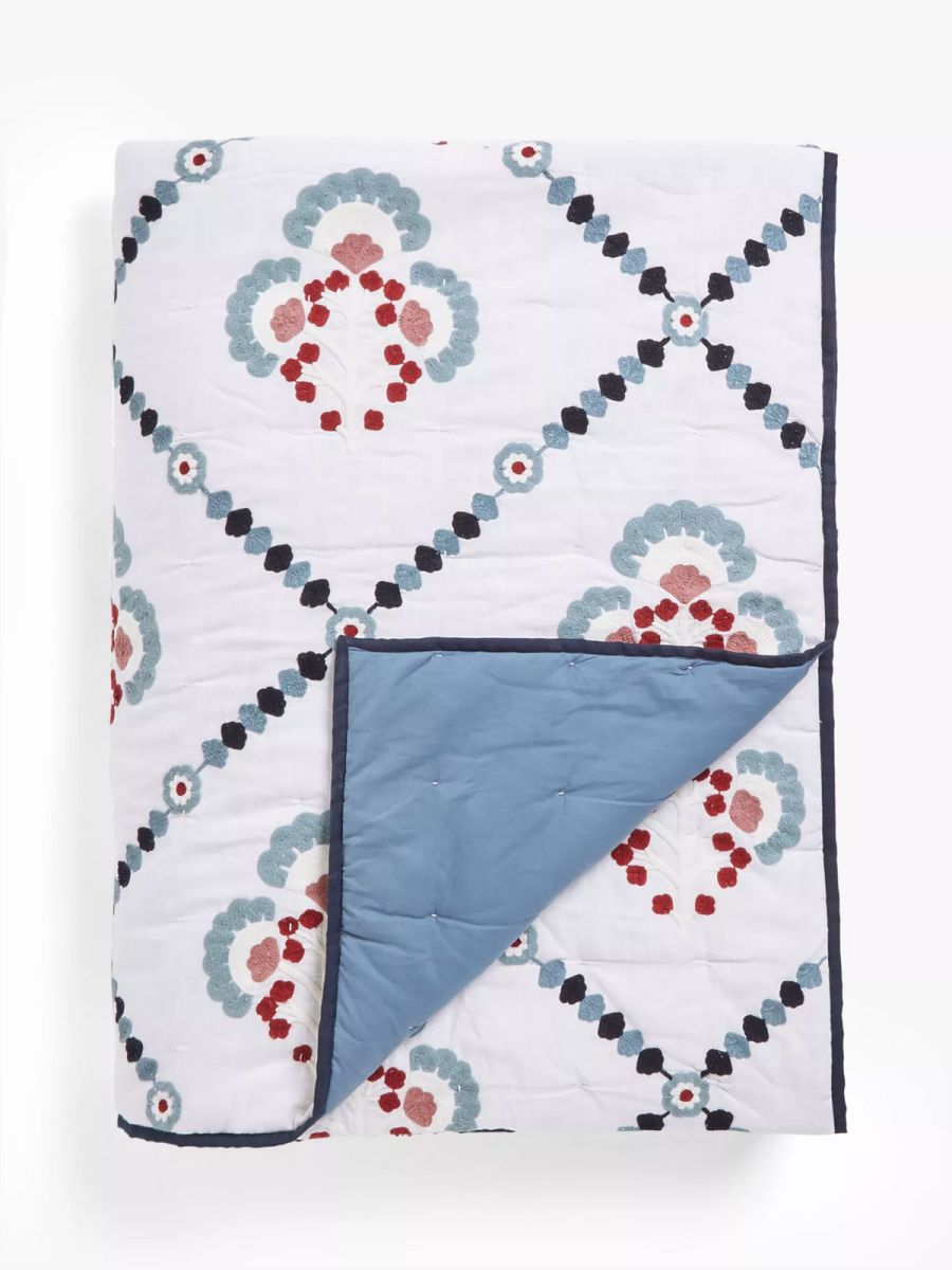 Trellis Embroidery Quilted Bedspread
