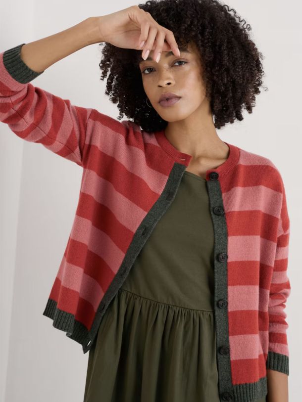 Pinwell Striped Cardigan Made With Lambswool