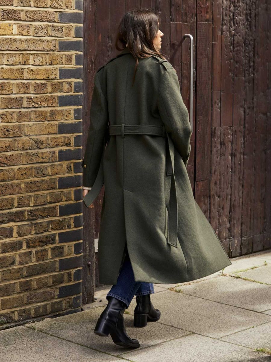 Ingrid Belted Wool Trench Coat