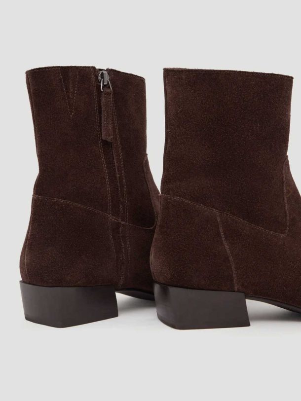 Suede Square-Toe Boots
