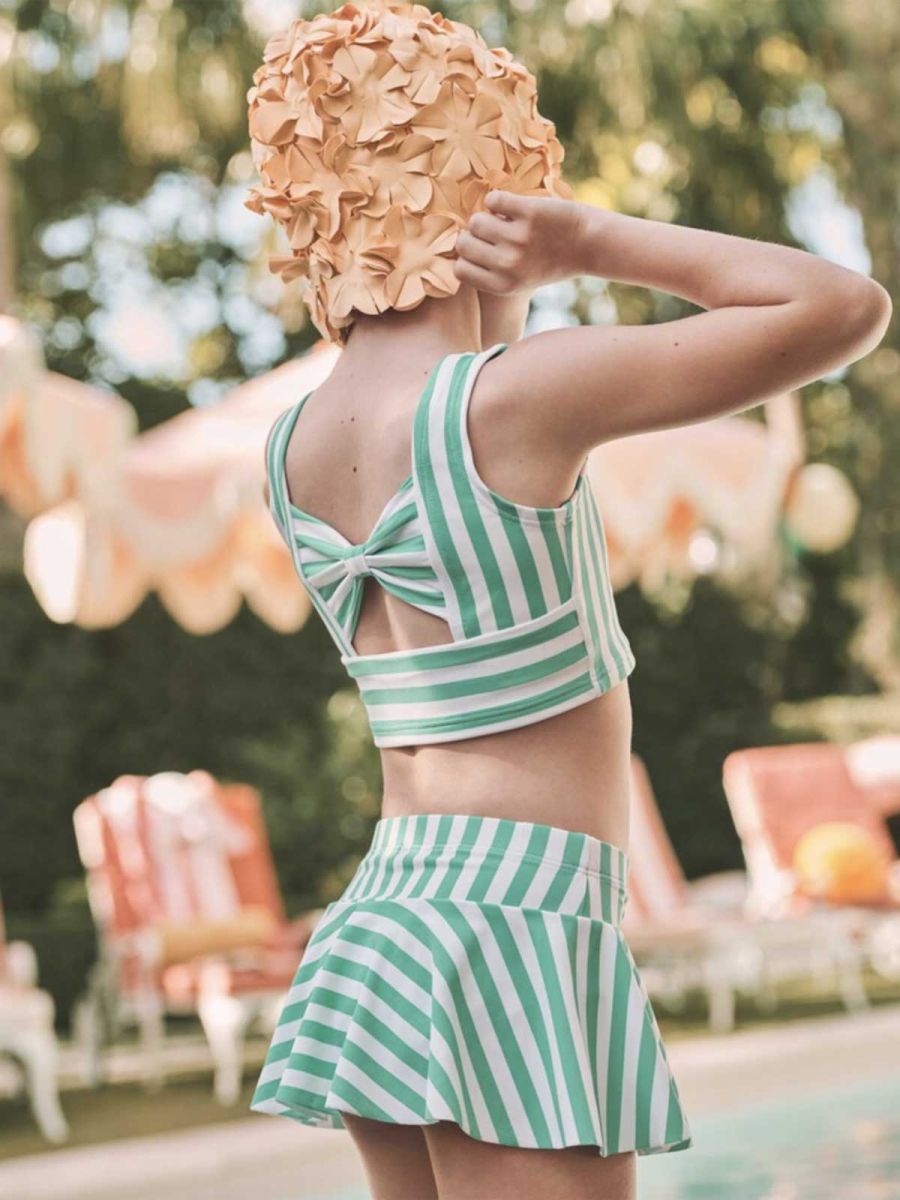 Two-Piece Bow Back Skirted Swimsuit