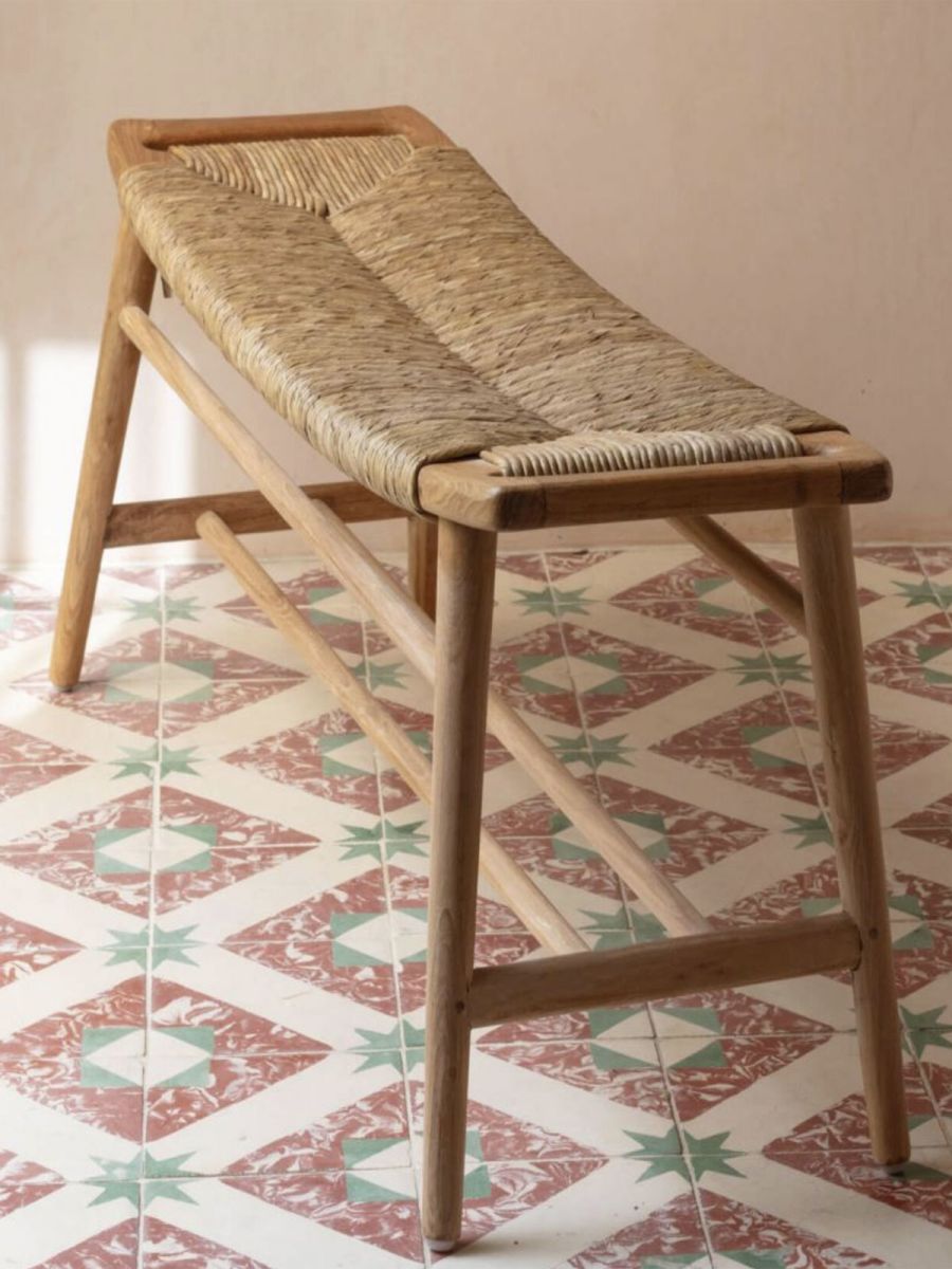 Almira Teak and Rattan Bench