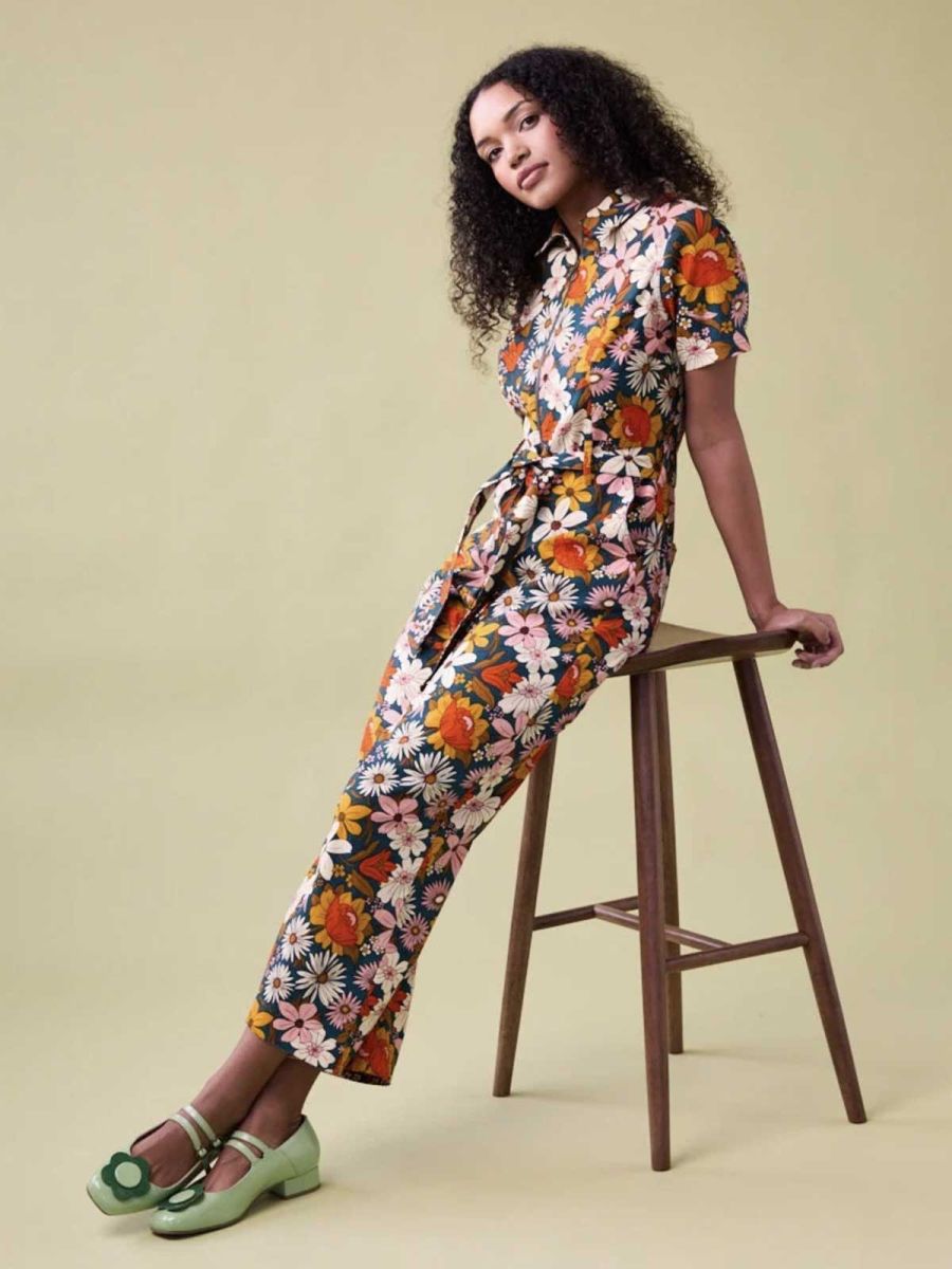 Mork Retro Floral Print Boilersuit