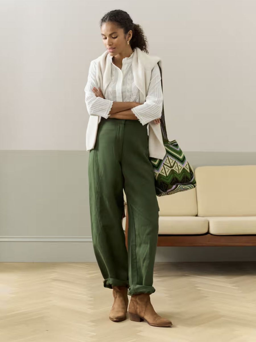 Cotton Linen High Waisted Trousers