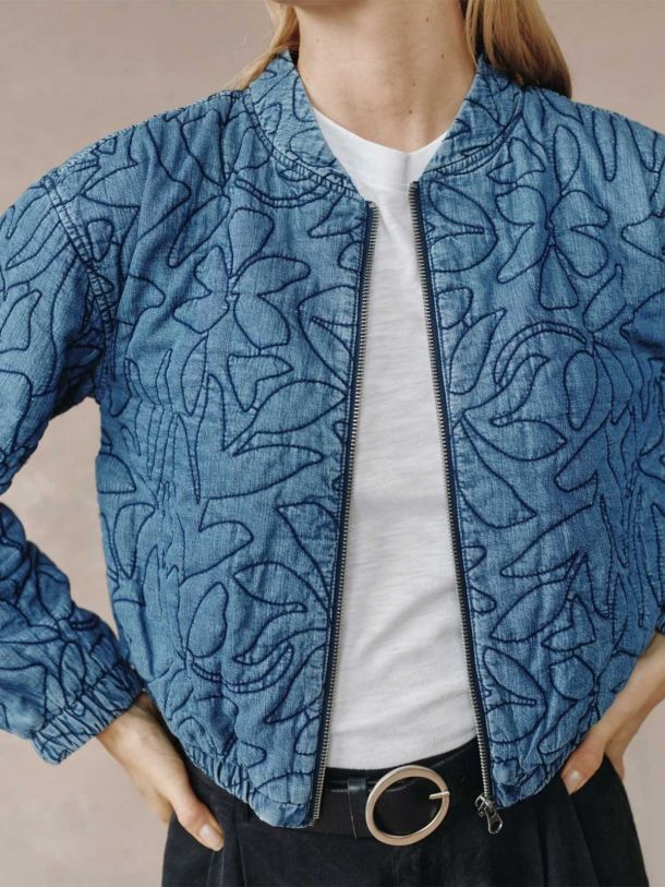 Cropped Zip Jacket Indigo Lagoon Wash