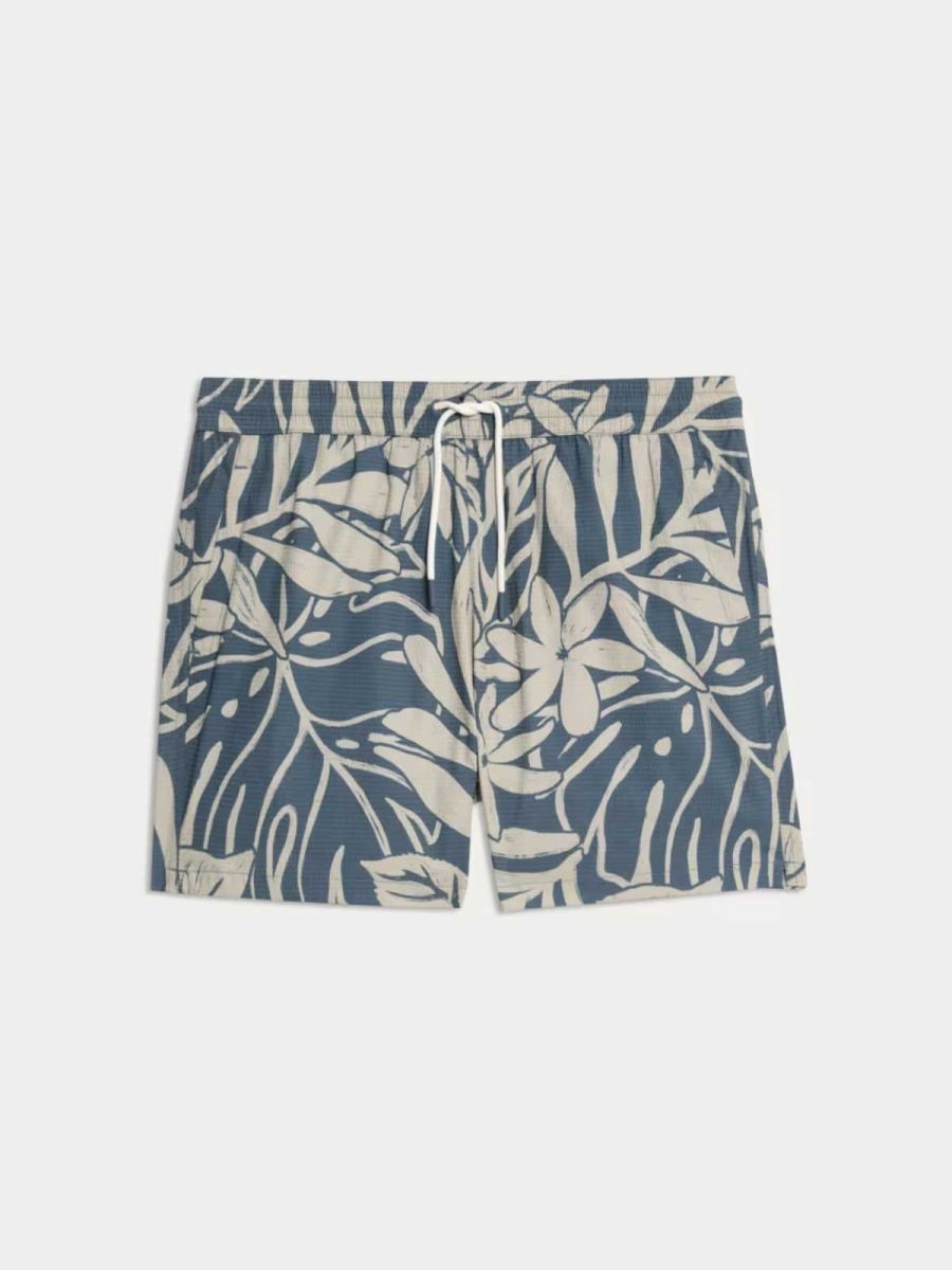 Quick Dry Seersucker Floral Print Swim Shorts