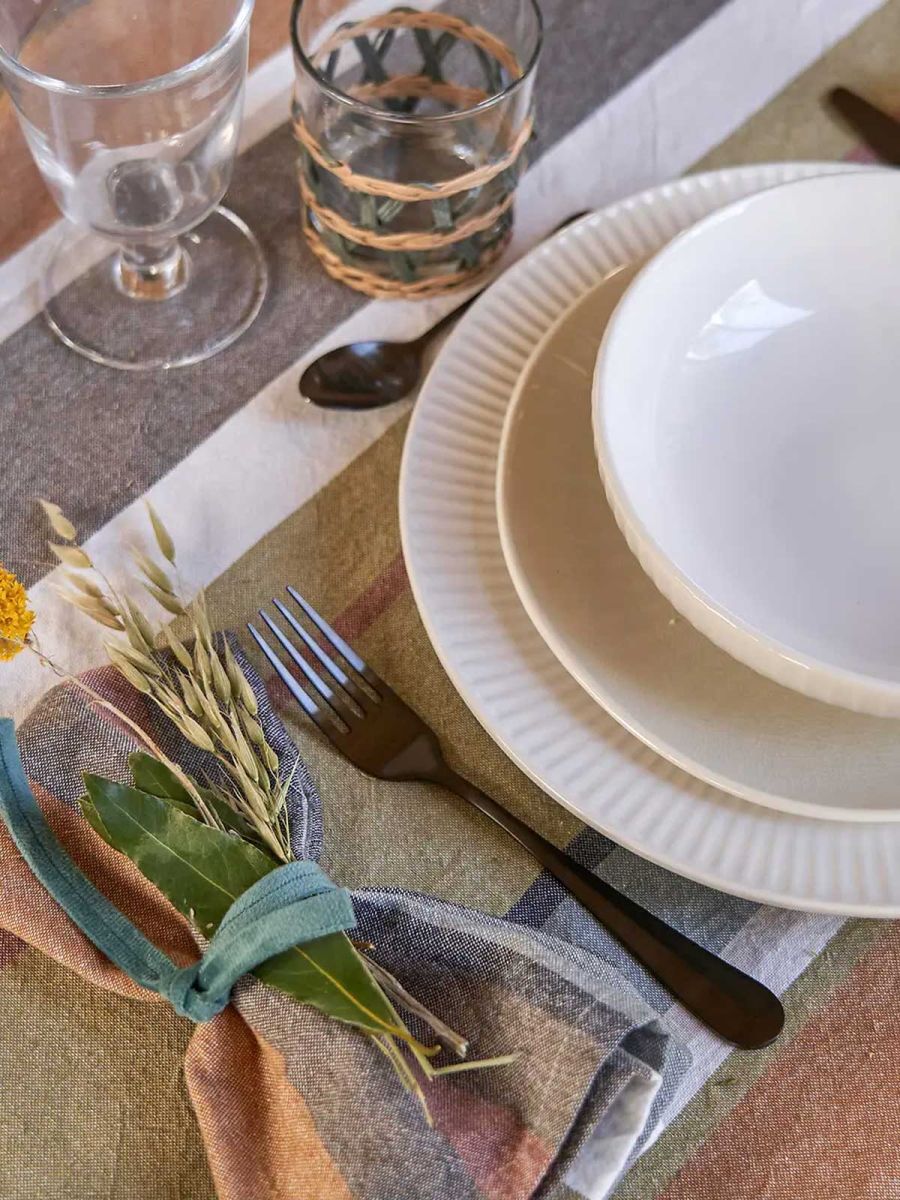 Antika Striped Organic Cotton Tablecloth