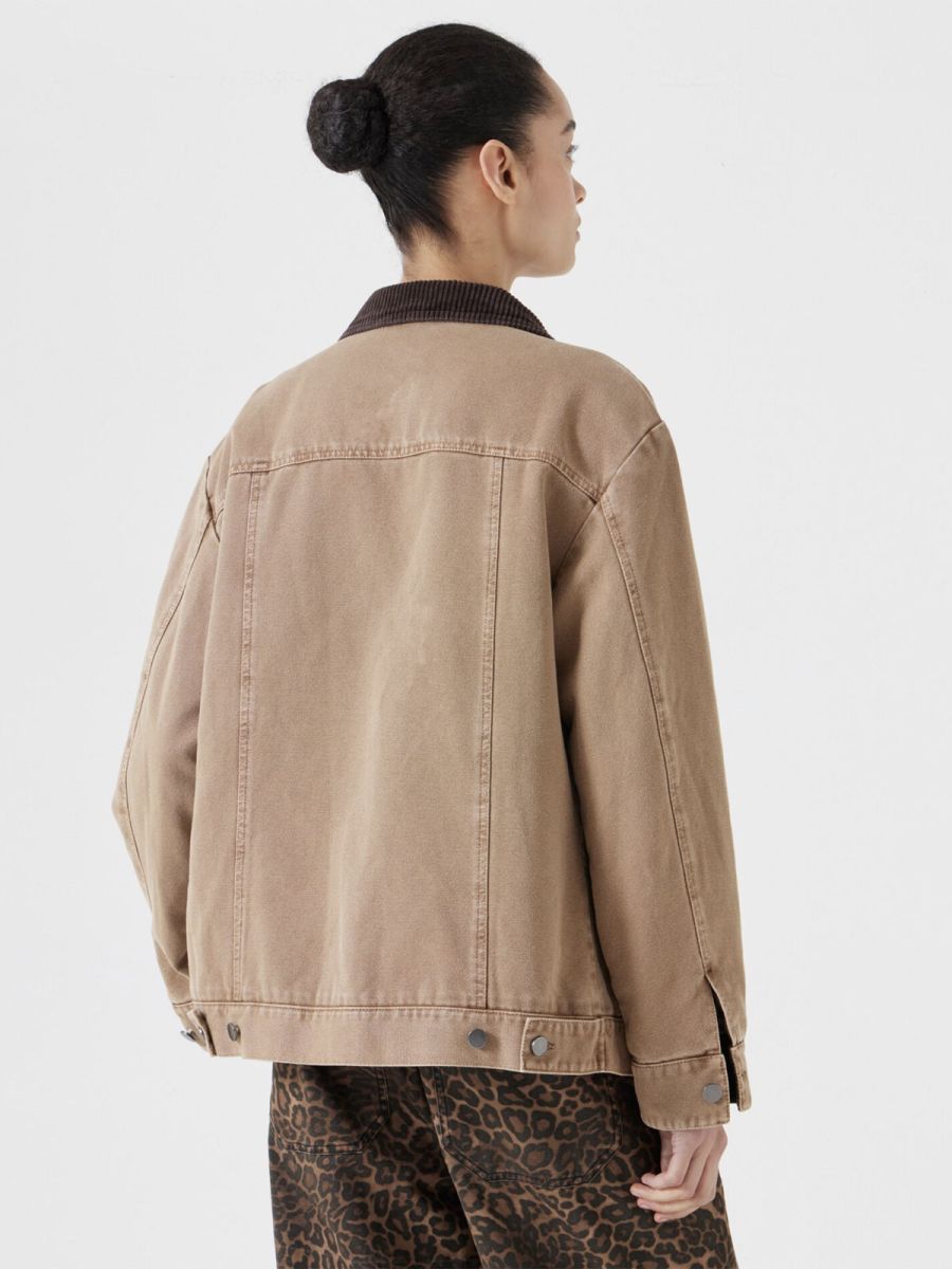 Cord Collar Jacket in Stone Brown