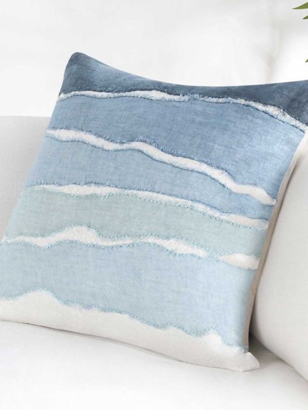 Danielle Coastal Beach Blue Linen Pillow