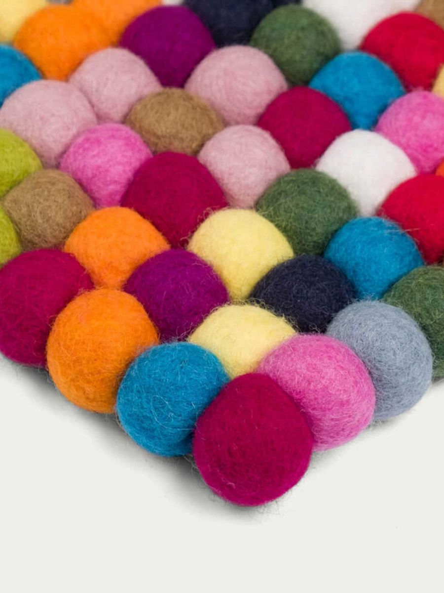 Lotte Square Felt Ball Rug