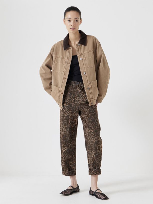 Cord Collar Jacket in Stone Brown