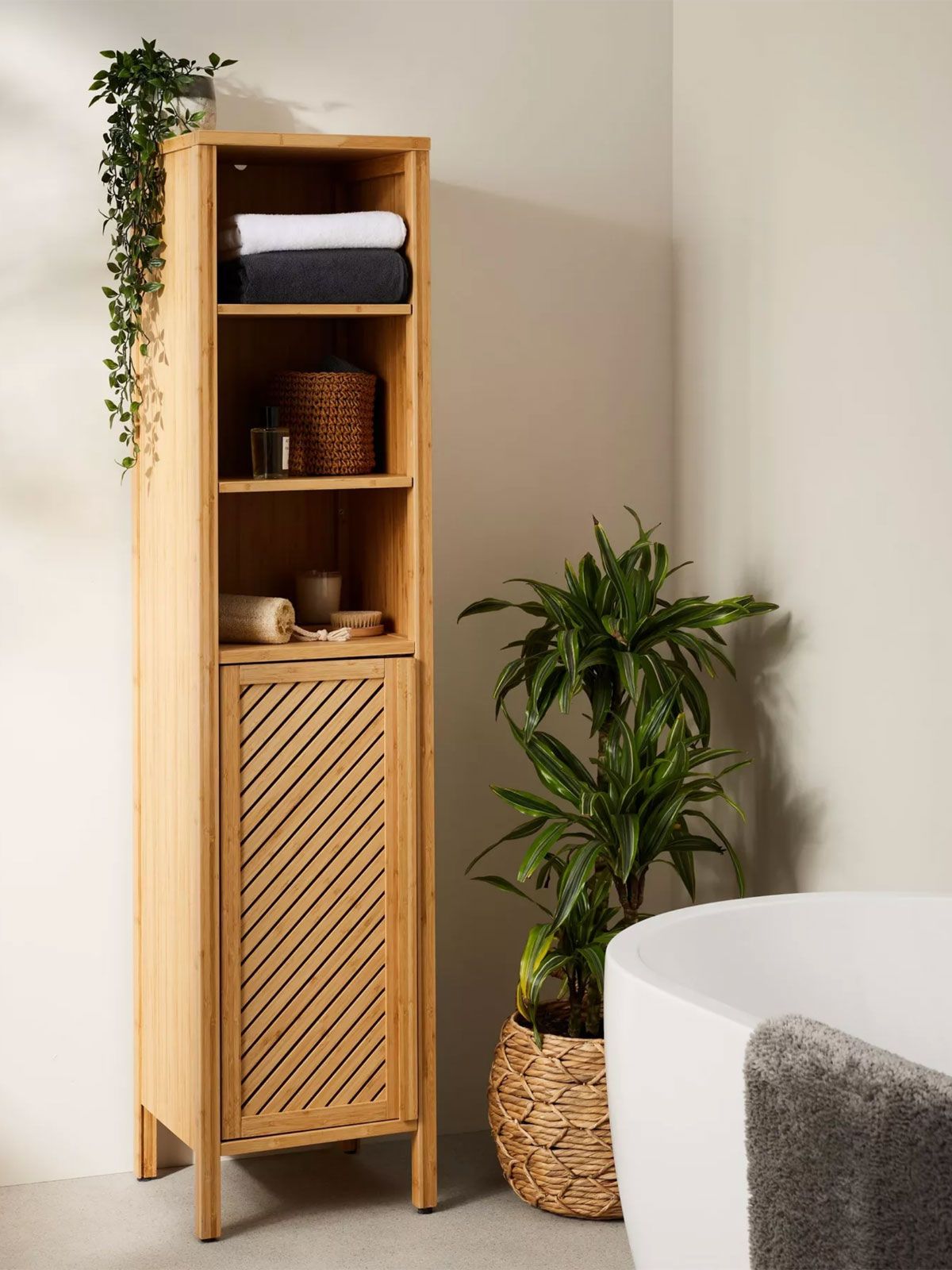 Chevron Tallboy Bathroom Cabinet