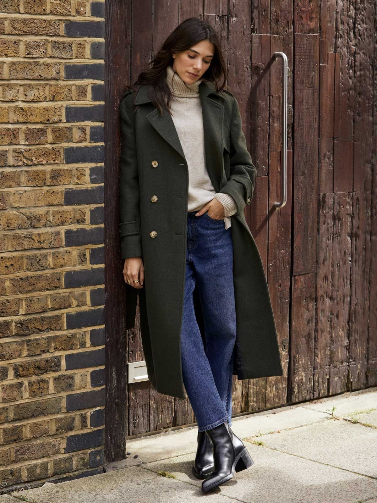 Ingrid Belted Wool Trench Coat