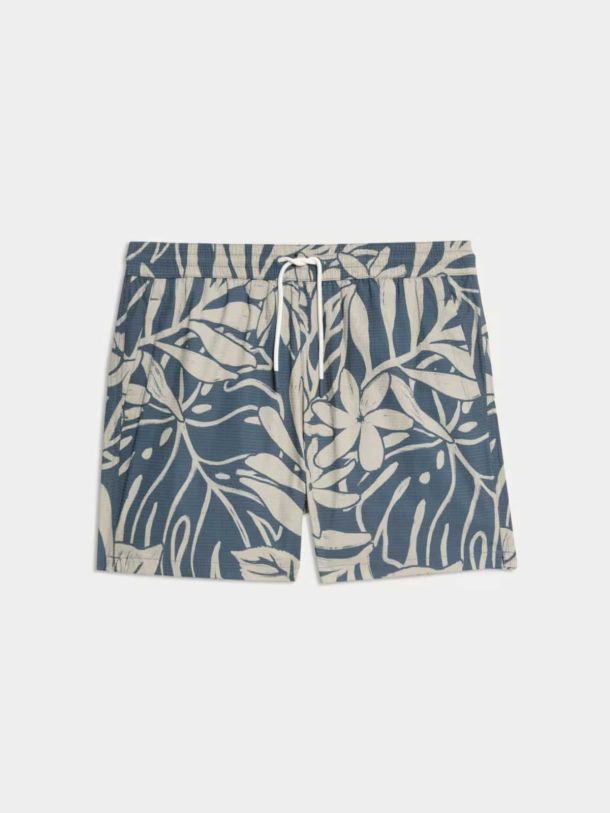 Quick Dry Seersucker Floral Print Swim Shorts