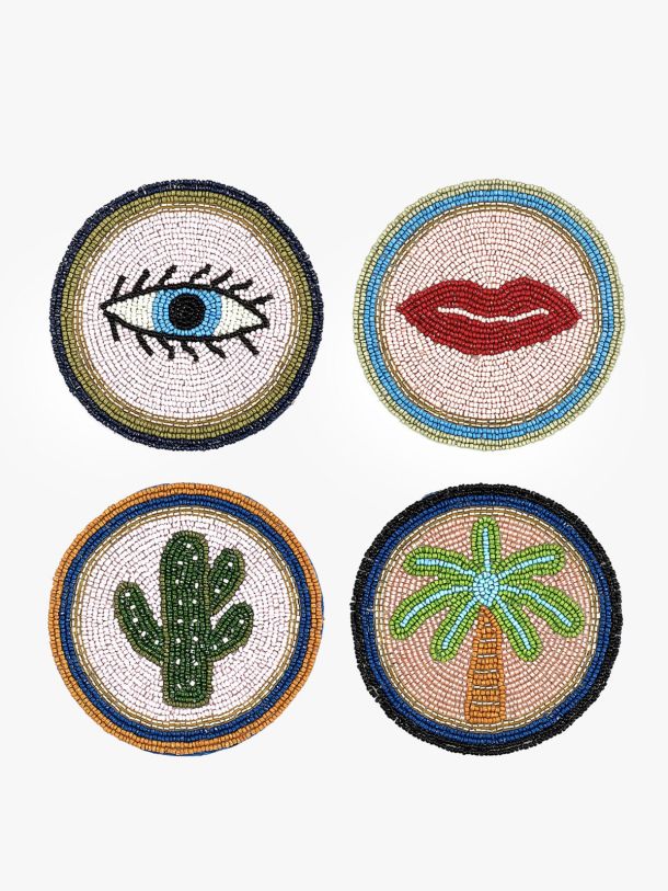 4 Electric Coast Icon Beaded Coasters