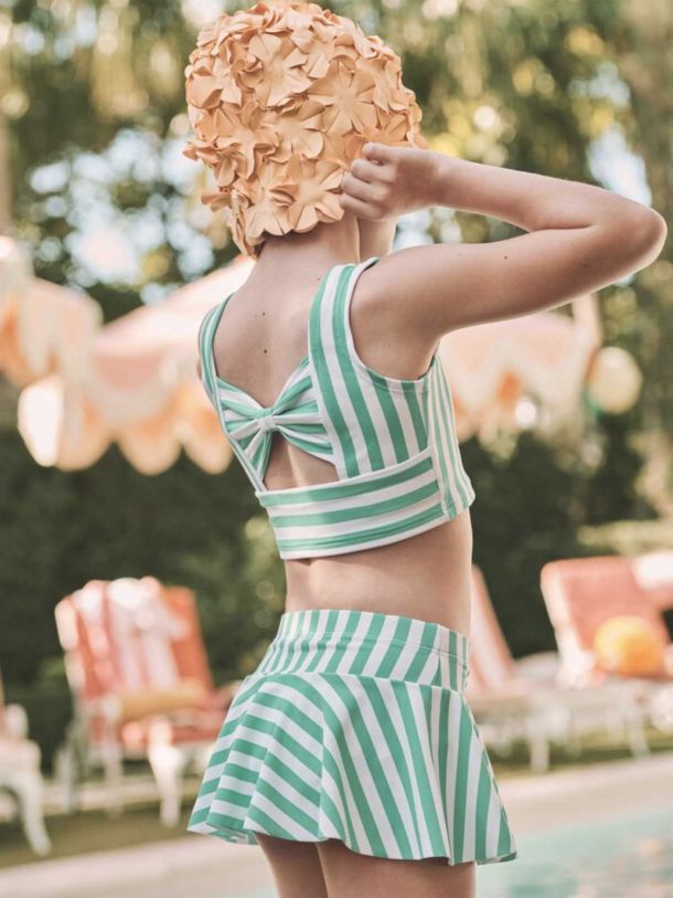 Two-Piece Bow Back Skirted Swimsuit