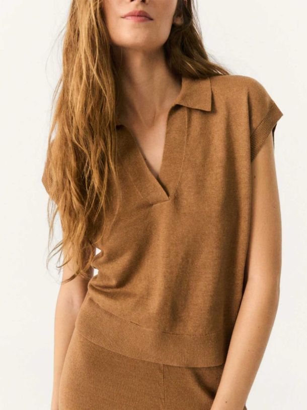Poppy Linen Knit Polo Shirt by Ecoalf