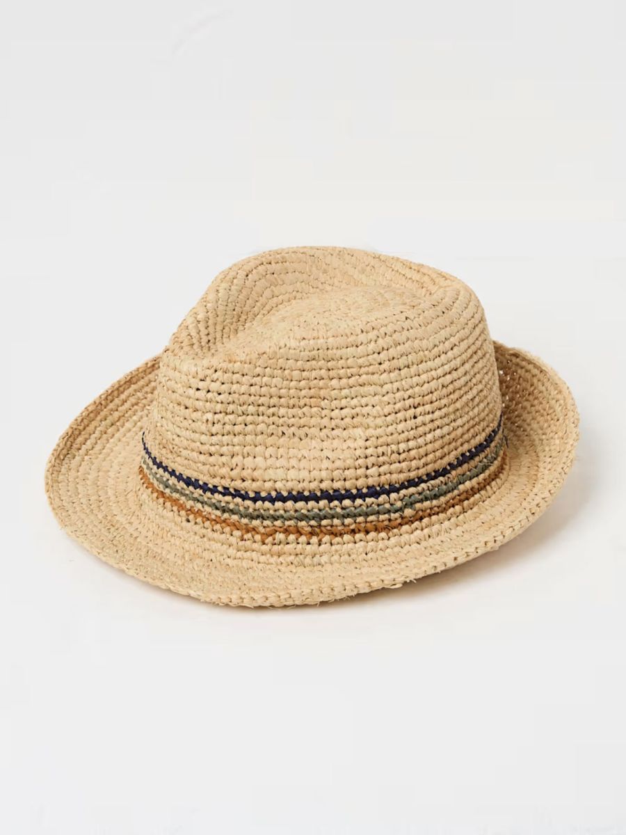 Raffia Striped Trilby Hat