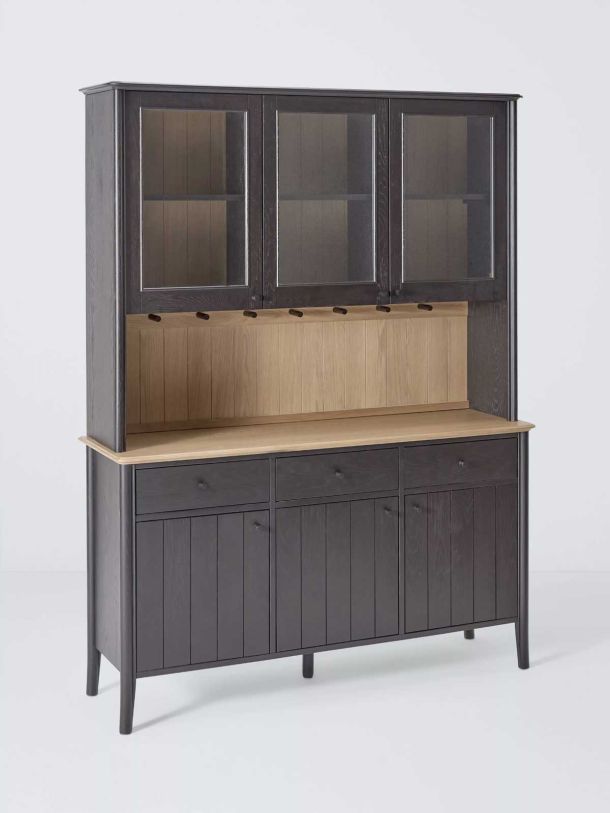 Stanton 3 Door Glazed Dresser, Black/Natural