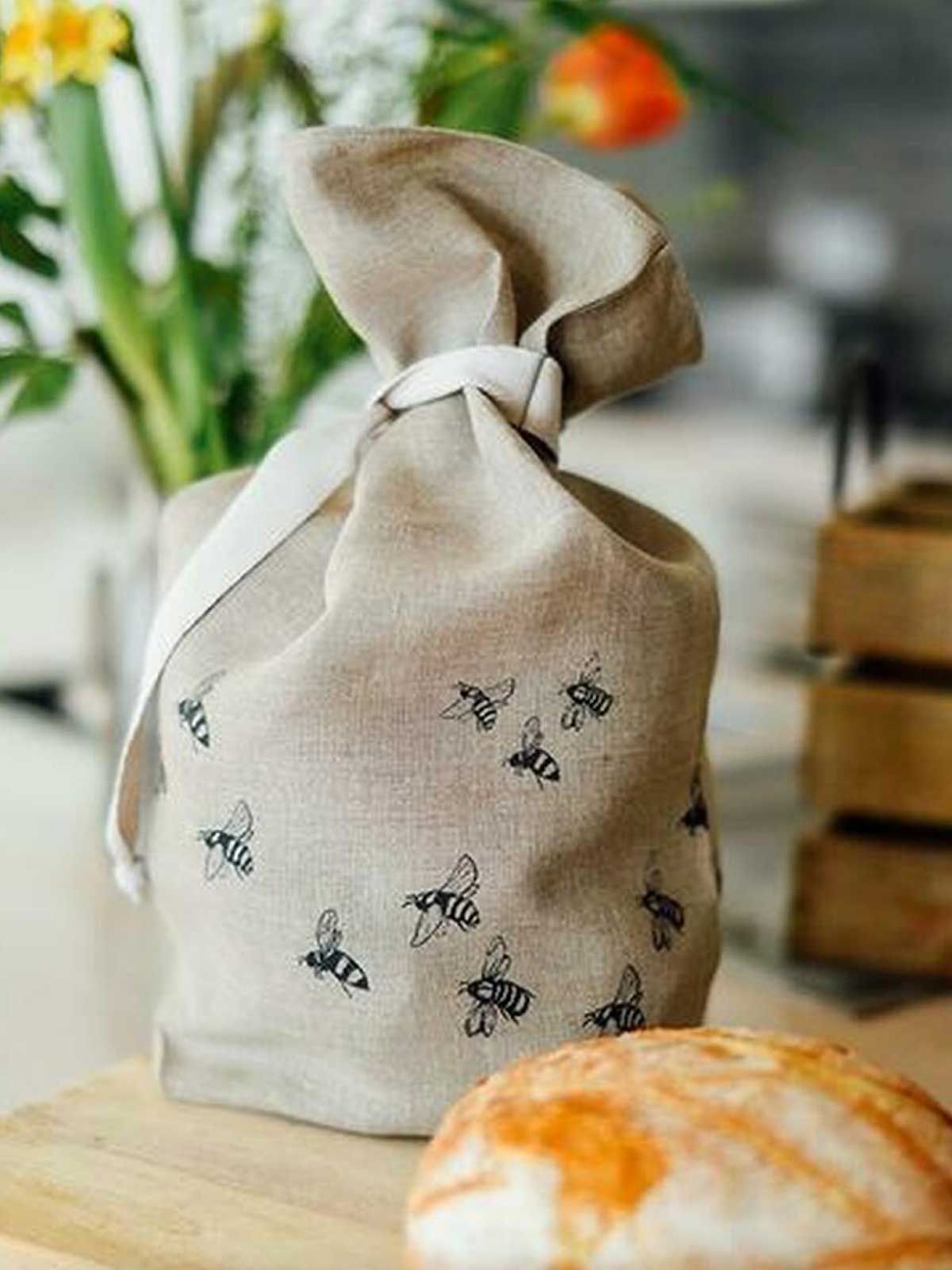 Breathable Honey Bee Linen Bread Bag
