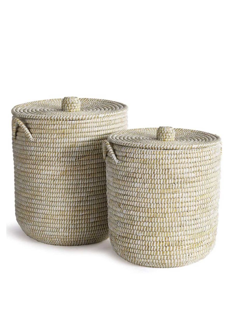 Elias French Country White Seagrass Hamper Baskets