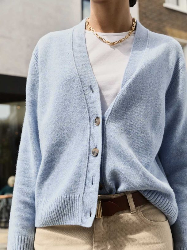 Celine V-neck Wool Blend Cardigan